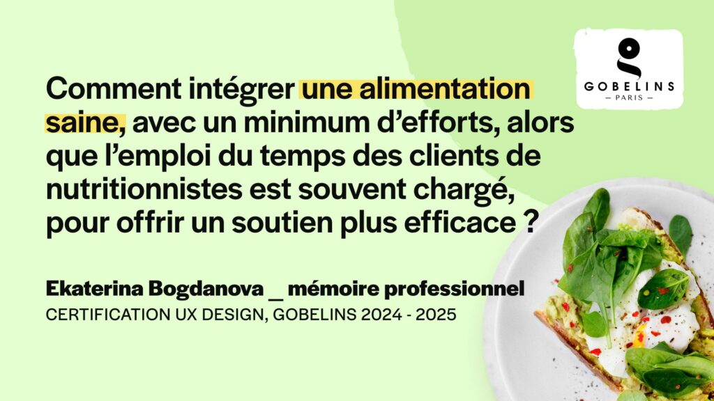Comment intégrer une alimentation saine, avec un minimum d’efforts, alors que l’emploi du temps des clients de nutritionnistes est souvent chargé, et créer une plateforme de suivi qui simplifie le travail pour offrir un soutien plus efficace ?
